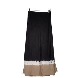 Anthropologie Cloth & Stone Small Tie Dye Midi Skirt Black Tan Sz Small NWOT